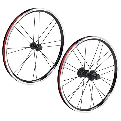 Mountain Bike Wheel : Dilwe Bike Wheel Set, Aluminium Alloy Front 2 Rear 4 Bearing V Brake Wheelset 20in Mountain Bike Folding BicycleBicycles and spare parts