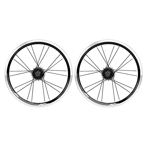 Mountain Bike Wheel : Disc Brake Wheelset, 16 Inch Bike Rim Brake Wheels Durable Aluminum Alloy 5 Speed ​​Forward 2 Reverse 4 Bearing V Brake for Mountain Road Bike