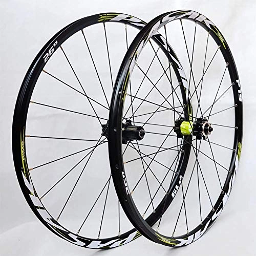Mountain Bike Wheel : DL 26 / 27.5 Inch Mountain Bike Wheels with Alloy wheel Disc Brake Hubs 24 holes, Green, 26inch