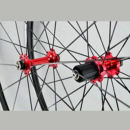 Mountain Bike Wheel : DL Alloy wheel bike wheelset rims 700C sealed bearing ultra smooth with Disc Brake Hubs, Red