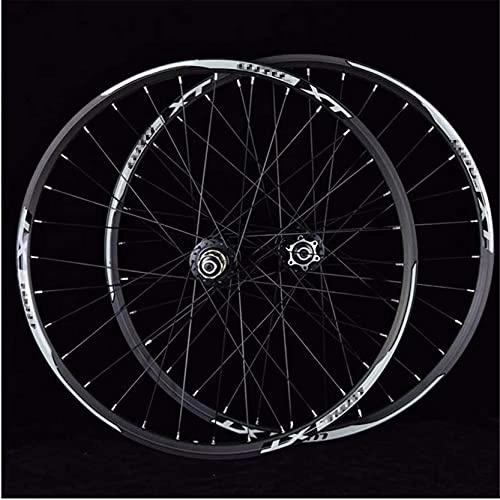 Mountain Bike Wheel : Double Layer Alloy Rim Bicycle Wheelset Mountain Bike Wheel Disc Brake Sealed Bearing 7-11 Speed Cassette Hub Quick Release, Black, 26inch