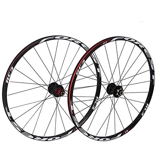 Mountain Bike Wheel : DSMGLSBB Bike Wheelset, 26 / 27.5 Inch Mountain Bike Bicycle Disc Brake Aluminum Alloy QR Wheels, Double Wall Flat Spokes Bicycle Wheel Set, A, 26in