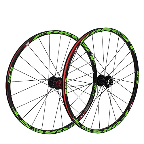 Mountain Bike Wheel : DSMGLSBB Bike Wheelset, 26 / 27.5 Inch Mountain Bike Bicycle Disc Brake Aluminum Alloy QR Wheels, Double Wall Flat Spokes Bicycle Wheel Set, E, 26in