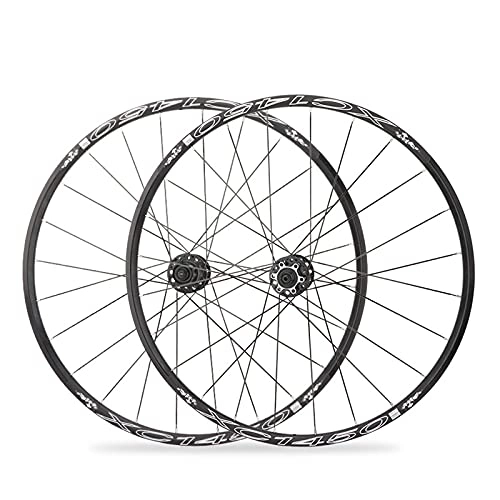 Mountain Bike Wheel : DSMGLSBB Mountain Bike Wheelset, 26 / 27.5 Inch Bicycle Wheel, Double Walled Aluminum Carbon Hub, Quick Release Disc Brake, 8-11 Speed Cassette, Front And Rear Wheels, Black, 26