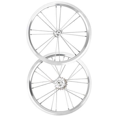 Mountain Bike Wheel : durable 16 inch Folding Bike Rims Set V Brake Front 74mm Rear 85mm Hub Bicycle Wheelset for mountain bike for hiking(Silver)