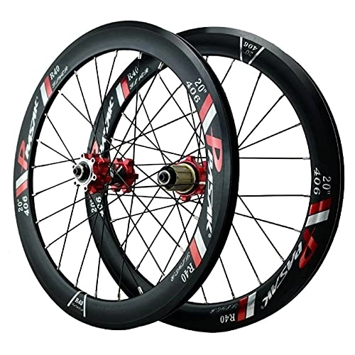 Mountain Bike Wheel : DYSY Bicycle Wheelset 20 Inch 22 Inch, Aluminum Alloy Hybrid / Mountain Rim Sealed Bearing V Brake Wheel 24 Hole for 7-12 Speed Rim (Color : Red, Size : 20 inch)