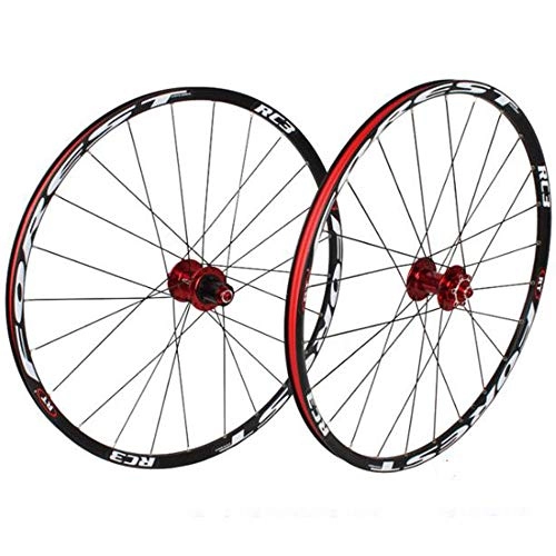 Mountain Bike Wheel : DZGN 26 / 27.5 inch mountain bike impeller, double wall quick release MTB rim sealed bearing disc brake 8 9 10 speed black red, Black, 27.5