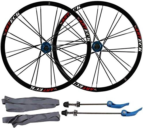 Mountain Bike Wheel : DZGN Mountain Bike Wheelset 26"MTB Bicycle Double Wall Alloy Rim Quick Release Disc Brake Sealed Bearings 7 8 9 10 Speed 24H F1077g R1265g, Blue, C