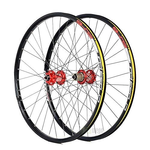 Mountain Bike Wheel : EVERAIE Bike Wheels, 26" Wheelset Mountain Bike Disc MTB Road Wheels (Color : Red)
