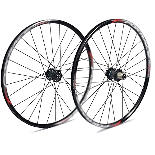 Mountain Bike Wheel : FDSAA 26 / 27.5 Inch Bicycle Wheelset Mountain Super Light MTB Double Wall Rims Bike Wheels Set Hub 28Holes Fit 7 / 8 / 9 / 10 / 11 Speed Flywheel (Color : Black, Size : 27.5inch)