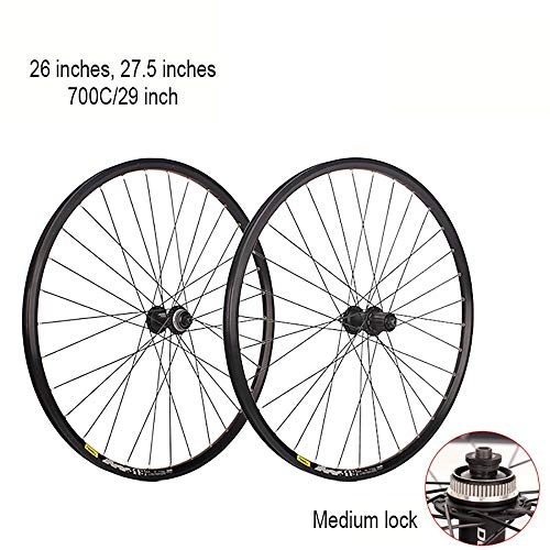 Mountain Bike Wheel : FHGH 26 / 27.5 / 29 Inch Mountain Bike Wheel, Bike Wheel 135mm / Medium Lock After Support 100mm / Nylon Tire Pad / Support 7 / 8 / 9 / 10 Speed Cassette Flywheel / 32 Hole / With Quick Release Lever