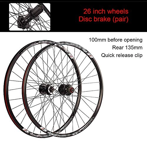 Mountain Bike Wheel : FHGH 26 Inches MTB Bike Wheel / Mountain Bike Wheel, Aluminum Alloy / Disc Brakes / Quick Release / Clip Flywheel / 45 Steel Spokes / Front Opening 100mm / Rear Opening 130mm