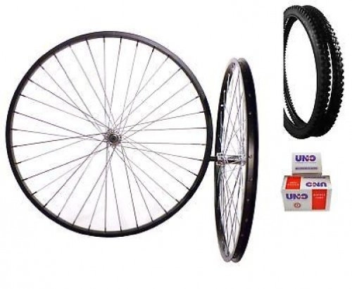 Mountain Bike Wheel : FireCloud Cycles Pair 26" BLACK MOUNTAIN BIKE WHEELS includes TYRES / TUBES 5 / 6 / 7spd Quick Release