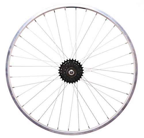 Mountain Bike Wheel : FireCloud Cycles Rear 26" SILVER ALLOY Mountain BIKE WHEEL includes 5Spd Freewheel Cog SOLID AXLE