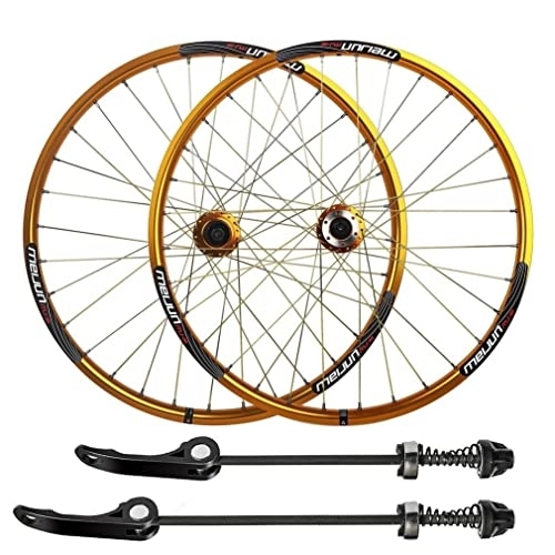 Mountain Bike Wheel : Foldable Bicycle Wheelset 20'' 406 BMX Rim 32H Disc Brake Quick Release MTB Wheels 100 / 135mm Hub For 7 / 8 / 9 / 10 Speed Cassette Mountain Bike Wheelset 1710g (Color : 406 Gold)