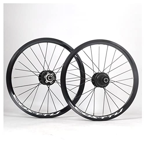 Mountain Bike Wheel : Folding Bike Wheelset 16'' / 349 / 18'' / 20'' / 451 Disc Brake Wheels Double Wall Rims Quick Release 24H Carbon Fiber Hub 100 / 135mm For 7 / 8 / 9 / 10 / 11 Speed Cassette Bicycle BMX MTB (Black 16(305))