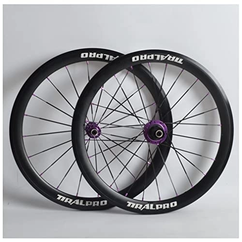 Mountain Bike Wheel : Folding Bike Wheelset 20 / 22 Inch 406 / 451mm BMX Rim Brake Wheels Quick Release Hub 100 / 130mm For 8 9 10 11 Speed Cassette MTB Bicycle (Color : Red, Size : 406) (Purple 451)