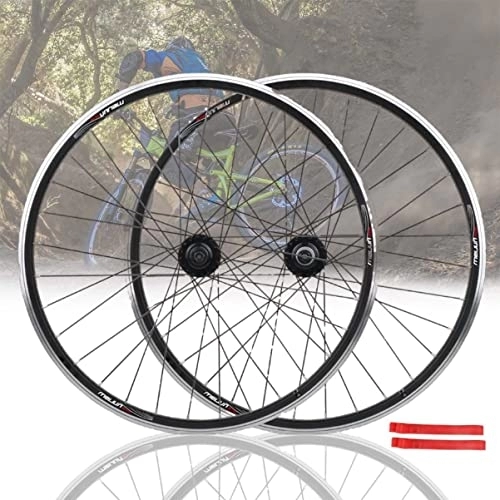 Mountain Bike Wheel : Folding Bike Wheelset 26 Inch Mountain Bike Front And Rear Wheel Disc / V Brake Aluminum Alloy 32H Rim 7-Speed Rotary Hub (Color : 26in V disc brake, Size : Wheelset)