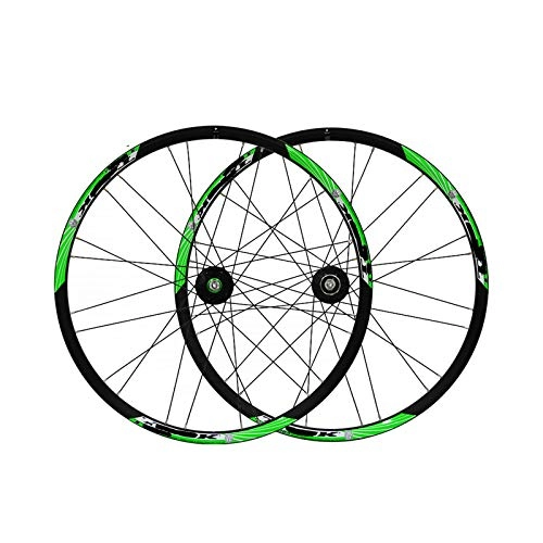Mountain Bike Wheel : FREEDOH 26 Inch, Mountain Bike Wheelset (front / rear), Mtb Bike Quick-release Rims, 24 Holes, Aluminum Alloy Double-layer Rim, Disc Brake, Support 7 / 8 / 9 Speed Cassette Flywheel, Green, 26inch