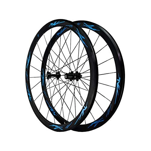 Mountain Bike Wheel : FREEDOH Mountain Bike Wheelset (Front / Rear) 700C Aluminum Alloy Double Layer Rim Front 2 Rear 4 Bearings MTB Bike Rims Compatible 7 / 8 / 9 / 10 / 11 / 12 Speed Flywheel, Blue