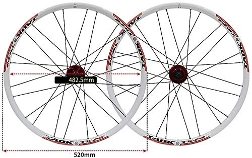 Mountain Bike Wheel : GAOJINXIURZ Wheels Rear Wheel Bike Wheel Set 24" MTB Wheel Double Wall Alloy Rim Tires 1.5-2.1" Disc Brake 7-11 Speed Palin Hub Quick Release 24H Rear Wheel Hybrid Mountain Bike (Color : Red)