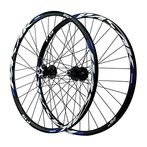 Mountain Bike Wheel : GAOZHE Bike Wheelset 26 / 27.5 / 29 in Mountain Cycling Wheels Double Walled Alloy Front and Rear Rim Disc Brake 32 Holes for 7 8 9 10 11 12 Speed Freewheels Quick Release (Color : Blue, Size : 27.5in)