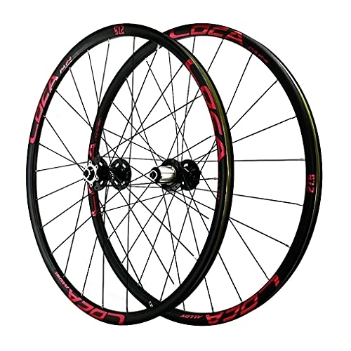 Mountain Bike Wheel : GAOZHE Double Wall Bike Wheelset 26 / 27.5 / 29 in MTB Double Walled Aluminum Alloy Rim Disc Brake Quick Release Mountain Bike Wheels 24 Holes 7 8 9 10 11 12 Speed (Color : Red, Size : 27.5in)