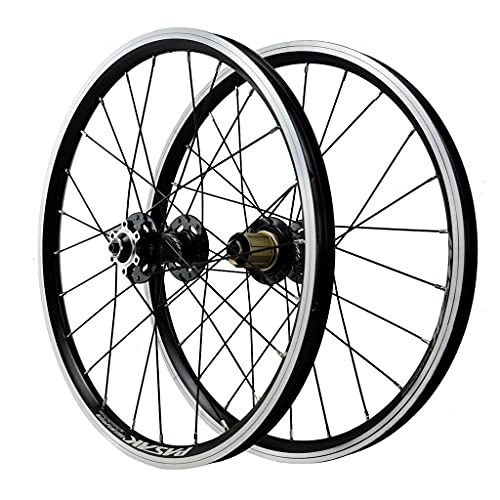 Mountain Bike Wheel : GAOZHE Mountain Bike Wheelset 20 inch Ultra-Light Aluminum Alloy Bicycle Bike Wheel Set V Brake / Disc Brake / Rim Brake Quick Release 24 Holes 7 8 9 10 11 Speed (Color : Black, Size : 20in)
