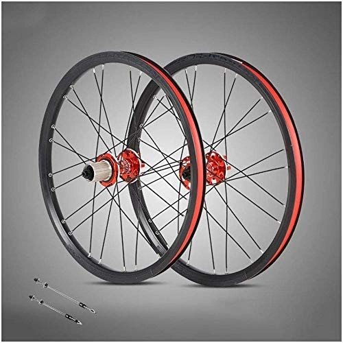 Mountain Bike Wheel : GJJSZ 20 inch mountain bike wheelset, 24 hole double-walled rims hybrid quick release disc brake aluminum alloy bicycle wheels 8 / 9 / 10 / 11 speed