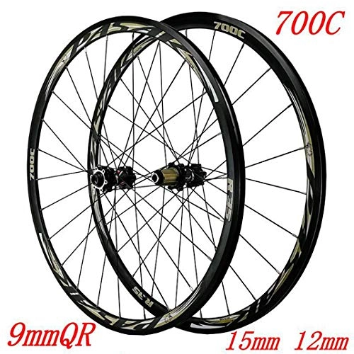 Mountain Bike Wheel : GJZhuan 700C Road Bike Wheelset, Aluminium Alloy Mountain Rim Fast Release Disc Brake V-Brake Racing Bicycle 30mm Straight-pull Spokes, Front / Rear 24 Holes 7 / 8 / 9 / 10 / 11 / 12 Speed