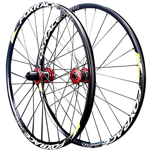 Mountain Bike Wheel : GJZhuan Mountain Bike Wheelset 27.5 / 29 Inch Thru Axle / QR Disc Brake Super Light Double Walled Aluminum Alloy MTB Bicycle Wheels Set Carbon Hub 7 / 8 / 9 / 10 / 11 / 12 Speed (Color : Red, Size : TA)