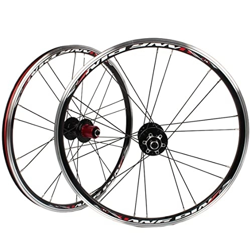 Mountain Bike Wheel : HDGZ MTB Wheelset 20" 406 / 451 Quick Release Disc Brake V Brake Aluminum Alloy Rim Clincher Wheelset Double Wall Rims Bicycle Wheelse for 7 8 9 10 Speed (Color : Black, Size : 451)