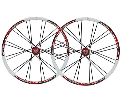 Mountain Bike Wheel : HEIMAZP 26" Mountain Bike Wheelset Disc Brake MTB Quick Release Wheels Bicycle Rim 24 Spokes QR For 7 / 8 / 9 / 10 Speed Cassette 2415g (Color : Red, Size : 26inch)