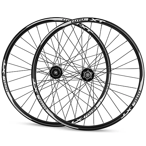 Mountain Bike Wheel : HEIMAZP Mountain Bike Wheelset 26" 27.5" 29" Disc Brake MTB Wheels QR Quick Release 32H Bicycle Rim Cassette Hub For 7 / 8 / 9 / 10 / 11 / 12 Speed 2015g (Color : Black hub, Size : 27.5 inch)