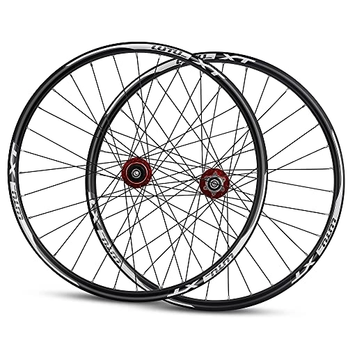 Mountain Bike Wheel : HEIMAZP Mountain Bike Wheelset 26" 27.5" 29" Disc Brake MTB Wheels QR Quick Release 32H Bicycle Rim Cassette Hub For 7 / 8 / 9 / 10 / 11 / 12 Speed 2015g (Color : Red hub, Size : 27.5 inch)