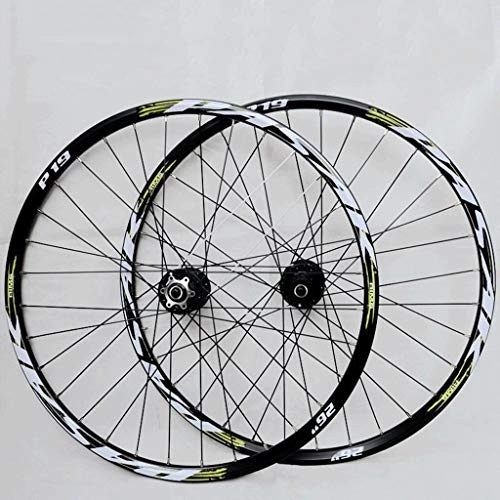 Mountain Bike Wheel : HEIMAZP Mountain Bike Wheelset 26 / 27.5 / 29 Inch MTB Bicycle Rims Quick Release Disc Brake Bike Cycling Wheels 32 Spoke 7 8 9 10 11 Speed Cassette 2200g (Color : Green, Size : 27.5inch)