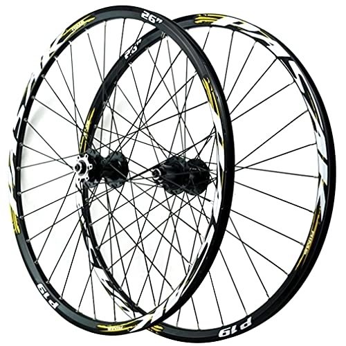 Mountain Bike Wheel : HEIMAZP MTB Rim 26" 27.5" 29" Mountain Bike Disc Brake Wheelset Bicycle Quick Release Wheels 32 Holes For 7 8 9 10 11 12 Speed Cassette 2035g (Color : Yellow, Size : 29'')