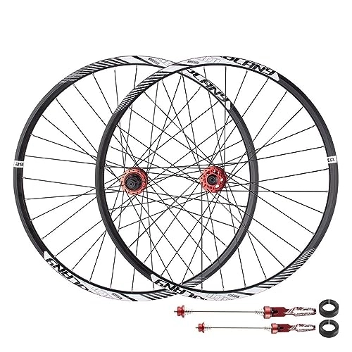 Mountain Bike Wheel : Hengqiyuan Mountain Bike Wheel Set, 26 27.5 29 Inch Double Layer Aluminum Alloy Rim Quick Release Disc Brake Wheel Set, Red, 26