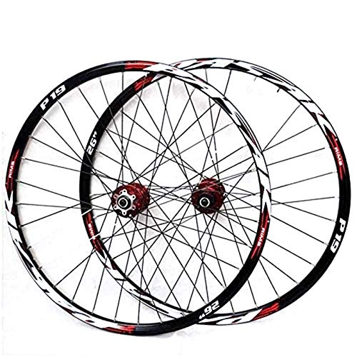 Mountain Bike Wheel : HHH Mountain Bike Wheelset, 29 26 27.5 Inch Bicycle Wheel Front + Rear Double-walled Aluminum Alloy Rim Quick Release Disc Brake 32H 7-11 Speed (Color : A, Size : 27.5in)