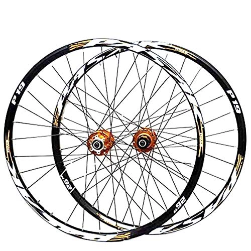 Mountain Bike Wheel : HHH Mountain Bike Wheelset, 29 26 27.5 Inch Bicycle Wheel Front + Rear Double-walled Aluminum Alloy Rim Quick Release Disc Brake 32H 7-11 Speed (Color : C, Size : 29in)
