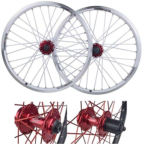 Mountain Bike Wheel : HJRD 20 inch mountain bike rims front wheel rear wheel double wall alloy wheel disc brake / V-brake bicycle wheelset Fast release White 32H 7 / 8 / 9 / 10 speed