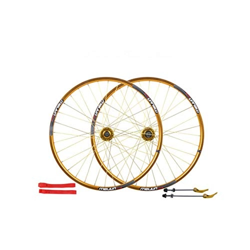 Mountain Bike Wheel : HJRD 26 In Bicycle Wheelset, 32H double-walled aluminum alloy bicycle wheels disc brake mountain bike wheel set quick release American valve 7 / 8 / 9 / 10 speed(yellow)