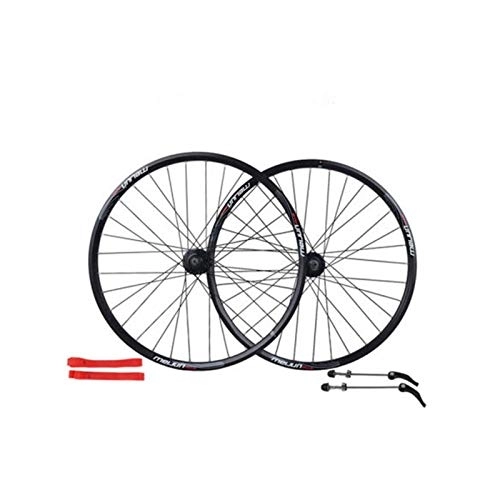 Mountain Bike Wheel : HJRD 26 inch Bicycle Wheelset, double-walled aluminum alloy bicycle wheels disc brake mountain bike wheel set quick release American valve 7 / 8 / 9 / 10 speed, 32H(black)
