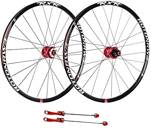 Mountain Bike Wheel : HJRD Bicycle Wheelset, 26 / 27.5"Ultralight Bicycle Wheels Aluminum Alloy Double Wall Rims V-Brake Disc Brake Quick Release Palin Bearing 9 / 10 / 11 Speed, Red, 26in