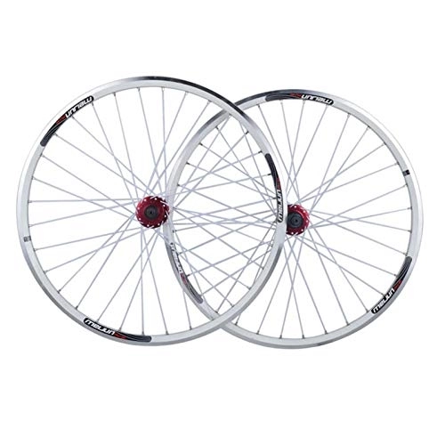 Mountain Bike Wheel : HJRD Bike Wheelset, 26 inch Mountain Bike Wheel(front + rear) double-walled aluminum Brake Wheel Set Quick Release Palin Bearing 7, 8, 9, 10 Speed(white)