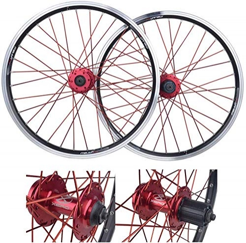 Mountain Bike Wheel : HJRD Mountain bike bicycle wheelset, 20 inch double-walled aluminum alloy cassette hub V-brake disc rims (front + rear) Fast release 32 hole disc 7 / 8 / 9 / 10 speed