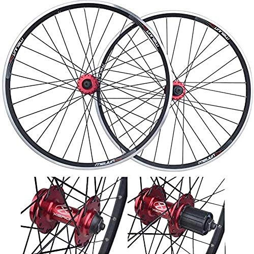 Mountain Bike Wheel : HJRD Mountain Bike Rims Wheel, Bicycle Wheelset 26 Inch Bicycle, Wheelset Double Wall Quick Release Rim V-Brake Disc Brake 7-8-9-10 Speed, 32Holes(black)