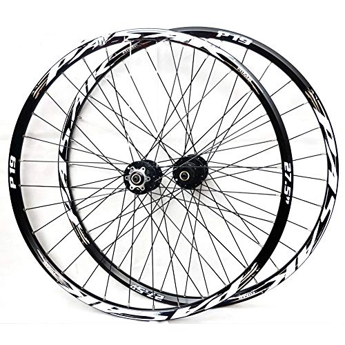 Mountain Bike Wheel : HJRD Mountain Bike Wheelset, 26 / 27.5 / 29 Inch Bicycle Wheel Double Walled Aluminum Alloy MTB Rim Fast Release Disc Brake 32H 7-11 Speed Cassette, Front and Rear Wheels(gold29)