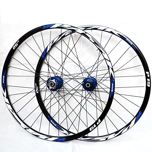 Mountain Bike Wheel : HJRD Mountain Bike Wheelset, Bicycle Wheel (Front + Rear) Double-Walled 32H 7-11 Speed Aluminum Alloy Rim Quick Release Disc Brake, 26 / 27.5 / 29 Inch Select(Color:blue, Size:29in)