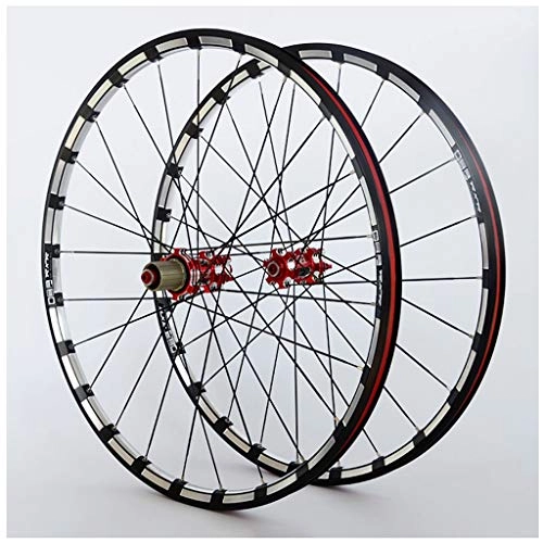 Mountain Bike Wheel : HWL 26 / 27.5 Inch Disc Brake Bike Wheelset, Double Wall Aluminum Alloy Quick Release Sealed Bearings Compatible 8 / 9 / 10 Speed Wheels (Color : B, Size : 26inch)